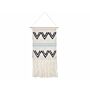 Wall Hanging Beige And Black Cotton 42 X 113 Cm Handwoven With Tassels Geometric Pattern