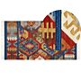 Wool Kilim Area Rug Multicolour 80 X 150 Cm Hand Woven Kilim Rug