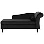 Chaise Lounge Black Velvet Upholstery With Storage Right Hand With Bolster