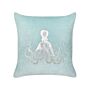 Scatter Cushion Blue Velvet 45 X 45 Cm Marine Octopus Motif Square Polyester Filling