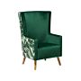 Wingback Chair Pink Velvet Upholstery High Back Wooden Legs