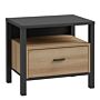 High Rock Bedside In Matt Black/riviera Oak