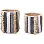 Set Of 2 Storage Boxes Beige And Grey Cotton 40/45 Cm Height Laundry Baskets Bin