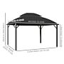 Outsunny 4 X 3m Aluminium Frame Hard Gazebo, With Accessories - Black