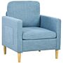 Homcom Modern Accent Chair, Comfy Fireside Chair, Upholstered Armchair, Light Blue