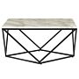 Coffee Table Beige Tabletop Black Metal Base 80 X 80 Cm Manufactured Wood Marble Finish Glamorous Design