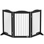 Pawhut Foldable Dog Gate, Freestanding Pet Gate, With Two Support Feet, For Staircases, Hallways, Doorways - Black