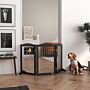 Pawhut Foldable Dog Gate, Freestanding Pet Gate, With Two Support Feet, For Staircases, Hallways, Doorways - Black