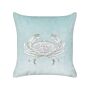 Scatter Cushion Blue Velvet 45 X 45 Cm Marine Crab Motif Square Polyester Filling