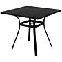 Outsunny Steel Frame Garden Table With Metal Tabletop, Foot Pads, Umbrella Hole, Modern Design, Black