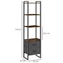 Homcom Industrial Bookcase 4-tier Storage Shelf With 2 Fabric Drawers And Metal Frame, Rustic Brown