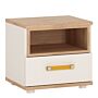 4kids 1 Drawer Bedside Cabinet In Light Oak And White High Gloss (orange Handles)