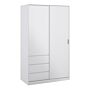 Naia Wardrobe With 1 Sliding Door + 1 Door + 3 Drawers In White High Gloss