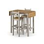 Corona Grey Rectangular High Breakfast Bar Drop Leaf Table And Bar Chair Set