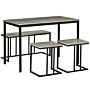 Homcom Dining Table And Chairs Set For 4 People, Concrete Effect Kitchen Table And Bench Set With Steel Frame, 4 Piece Dining Room Sets, Grey