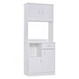 Homcom Kitchen Cupboard With Doors Cabinet Shelves Drawer Open Countertop Storage Cabinet For Living Room, Entrance, White