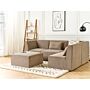 Modular Left Corner 4 Seater Sofa Taupe Corduroy With Ottoman 4 Seater Sectional Sofa