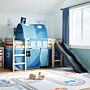 Vidaxl Kids' Loft Bed With Tunnel Blue 90x190 Cm Solid Wood Pine