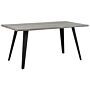 Dining Table Grey Wood Tabletop 160 X 90 Cm Black Metal Legs Kitchen