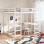 Vidaxl Loft Bed With Desk And Ladder White 140x200 Cm Solid Wood Pine