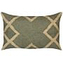 Scatter Cushion Green And Beige Jute And Wool 30 X 50 Cm Geometric Pattern Faded Colours