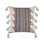 Decorative Cushion Multicolour Cotton 45 X 45 Cm With Tassels Boho Chevron Pattern