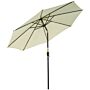 Outsunny 3(m) Tilting Parasol Garden Umbrellas, Outdoor Sun Shade With 8 Ribs, Tilt And Crank Handle For Balcony, Bench, Beige