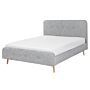 Slatted Bed Frame Light Grey Polyester Fabric Upholstered Wooden Legs 5ft3 Eu King Size