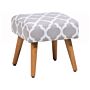 Footstool Grey Fabric Upholstery Square Seat Trellis Pattern Wooden Legs