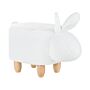 Animal Bunny Children Stool White Polyester Fabric Upholstered Wooden Legs Nursery Footstool