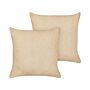 Set Of 2 Decorative Cushions Sand Beige Boucle 60 X 60 Cm Woven Removable With Zipper