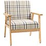 Homcom Modern Accent Chairs With Cushioned Seat, Upholstered Linen-feel Armchair, Living Room Chair With Arms And Wood Legs, Beige