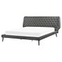 Bed Frame Grey Faux Leather Upholstery Eu King Size 5ft3 Modern Design Tufted Headboard