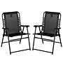 Outsunny 2 Pcs Patio Folding Chair Set, Outdoor Portable Loungers For Camping Pool Beach Deck, Lawn W/ Armrest Steel Frame Black