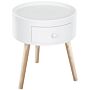 Homcom Modern Round Coffee Table Wooden Side Table Living Room Storage Unit W/drawer Wood Leg - White