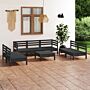 Vidaxl 8 Piece Garden Lounge Set Black Solid Pinewood