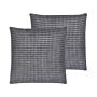 Set Of 2 Scatter Cushions Grey Velvet 45 X 45 Cm Geometric Pattern Decorative Throw Pillows With Inserts Removable Covers Zipper Closure