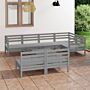 Vidaxl 8 Piece Garden Lounge Set Solid Pinewood Grey