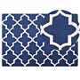 Area Rug Blue Wool 140 X 200 Cm Trellis Quatrefoil Pattern Hand Tufted Oriental Moroccan Clover