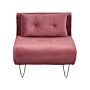 Small Sofa Pink Black Velvet 1 Seater Fold-out Sleeper Armless With Cushion Metal Gold Legs