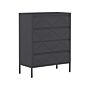 4 Drawer Chest Black Metal Steel Storage Cabinet Industrial Style For Office