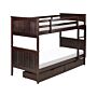 Double Bunk Bed With Storage Dark Pine Wood Eu Single Size 3ft High Sleeper Children Kids