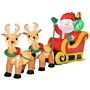 Homcom 1.1m Christmas Inflatable Santa Claus On Sleigh, Led Lighted For Home Garden Lawn Decoration Party Prop