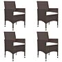 Vidaxl 5 Piece Garden Dining Set Poly Rattan And Tempered Glass Brown