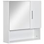 Kleankin Bathroom Mirror Cabinet, Wall Mounted Storage Cupboard Organizer With Double Doors And Adjustable Shelf, White