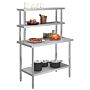 Vidaxl Kitchen Work Table With Overshelf 120x60x150 Cm Stainless Steel