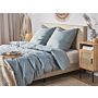 Duvet Cover And Pillowcase Set Blue Grey Striped Sateen Cotton 240 X 220 Cm