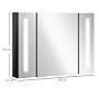 Kleankin Led Bathroom Cabinet With Mirror, Wall Mounted Dimmable Storage Organiser With 3 Mirrored Doors And Adjustable Shelves