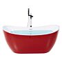 Bath Red With Silver Sanitary Acrylic Single 150 X 75 Cm Freestanding