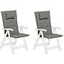 Set Of 2 Garden Chair Cushion Grey Polyester Seat Backrest Pad Modern Design Outdoor Pad